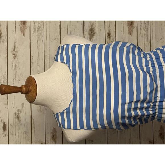 J. Crew classic coastal blue/white striped sleeveless silk sheath dress Size 12 - Picture 2 of 6